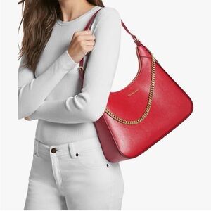 Michael Kors Red Shoulder Bag with Gold Hardware